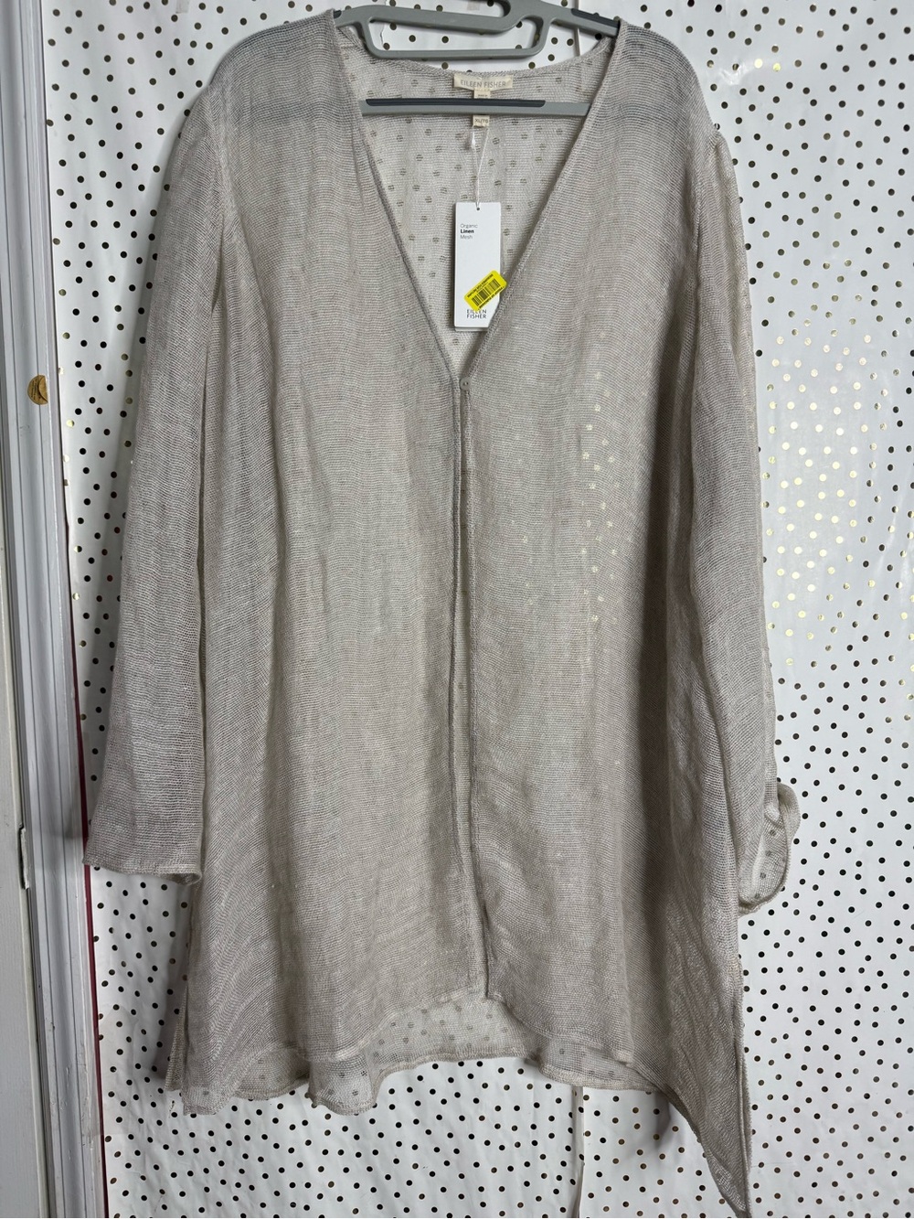 Eileen Fisher Light Taupe Linen V-Neck Tunic